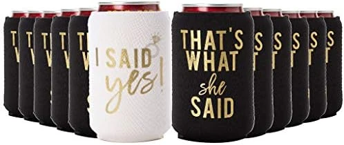 I Said Yes And That's What She Said Bachelorette Party Can Coolers, Set Of 12 Beer Can Coolies, Perfect Bachelorette Party Decorations And Bridesmaid Gifts (Black) 6 I Said Yes And That's What She Said Bachelorette Party Can Coolers, Set Of 12 Beer Can Coolies, Perfect Bachelorette Party Decorations And Bridesmaid Gifts (Black) - Image 6