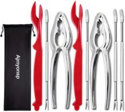Ajmyonsp 12Pcs Crab Crackers And Tools/Lobster Nut Crackers And Picks - 6 Crab Leg Forks 4 Lobster Shellers, 2 Stainless Steel Seafood Crackers & Storage Bag -Peugeot Shop 41e4XjpNiiL. AC