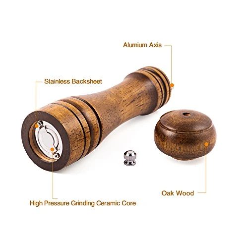 Pepper Grinder – 2 Pcs Pepper Mill, Ceramic Mill With Strong Adjustable Solid Wooden Grinder (8 Inch) By TOPODO 4 Pepper Grinder – 2 Pcs Pepper Mill, Ceramic Mill With Strong Adjustable Solid Wooden Grinder (8 Inch) By TOPODO - Image 4