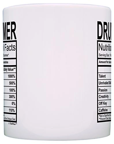 Drummer Gifts Drummer Nutritional Facts Label Percussion Drum Player Gift 11oz Ceramic Coffee Mug Tea Cup White 3 Drummer Gifts Drummer Nutritional Facts Label Percussion Drum Player Gift 11oz Ceramic Coffee Mug Tea Cup White - Image 3