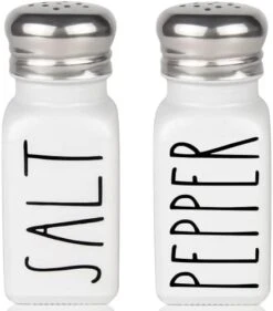 Farmhouse Salt And Pepper Shakers Set By Brighter Barns - Cute Modern Farmhouse Kitchen Decor For Home Restaurants Wedding - Gorgeous Vintage Glass Black White Shaker Sets With Stainless Steel Lids -Peugeot Shop 41e6bbsc 8L. AC
