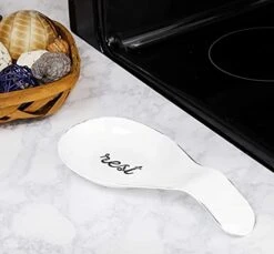 Farmhouse White Spoon Rest, Distressed Enamel Ceramic Spoon Holder In Rustic Style 10 Farmhouse White Spoon Rest, Distressed Enamel Ceramic Spoon Holder In Rustic Style -Peugeot Shop 41eAQ7OllXL