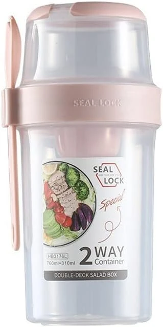 Salad Meal Shaker Cup Fresh Salad Cup To Go,Portable Fruit And Vegetable Salad Cups Container With Fork & Salad Dressing Holder (L) 7 Salad Meal Shaker Cup Fresh Salad Cup To Go,Portable Fruit And Vegetable Salad Cups Container With Fork & Salad Dressing Holder (L) - Image 7