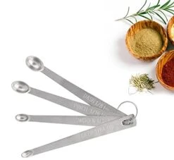 Mini Stainless Steel Measuring Spoons Set - Set Of 4 Spoons: Drop-(1/64 TSP) Smidge-(1/32 TSP) Pinch-(1/16 TSP) Dash-(1/8 TSP) -Peugeot Shop 41eBm0dTWAS