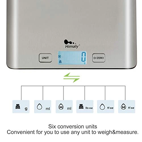 Digital Kitchen Food Scale 11 Lb Grams And Ounces Small Stainless Steel Backlit Silver For Cooking And Baking (Batteries Included) 2 Digital Kitchen Food Scale 11 Lb Grams And Ounces Small Stainless Steel Backlit Silver For Cooking And Baking (Batteries Included) - Image 2
