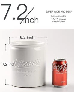 Getstar Utensil Holder For Kitchen Counter (7.2” X 6.2”) , Large Kitchen Utensil Holder With Protective & Non-Slip Cork Mat, Ceramic Cooking Utensil Holder (White) 8 Getstar Utensil Holder For Kitchen Counter (7.2” X 6.2”) , Large Kitchen Utensil Holder With Protective & Non-Slip Cork Mat, Ceramic Cooking Utensil Holder (White) -Peugeot Shop 41eFU0kmMrL