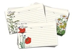 60 Pack 3x5 Double Sided Recipe Cards White | Flowers Daisies Poppy Garden Greenery | Simple Classic Clean Design (3 X 5 White 60 Pack)