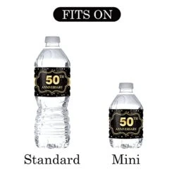 Black And Gold Happy 50th Anniversary Water Bottle Labels Stickers/Cheers To 50 Years Bottle Wrappers/Happy 50th Birthday Party Water Labels Supplies (Set Of 32) 7 Black And Gold Happy 50th Anniversary Water Bottle Labels Stickers/Cheers To 50 Years Bottle Wrappers/Happy 50th Birthday Party Water Labels Supplies (Set Of 32) -Peugeot Shop 41eITnIydhL