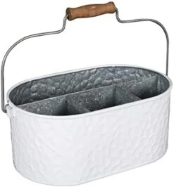 Utensil Caddy,Galvanized Bucket,Galvanized Utensil Holder,Silverware Caddy,Metal Caddy,Outdoor Utensil Caddy,Tin Utensil Holder,Utensil Caddy For Parties,Picnic Caddy,Farmhouse Utensil -White Natural -Peugeot Shop 41eIVcNTMvL. AC