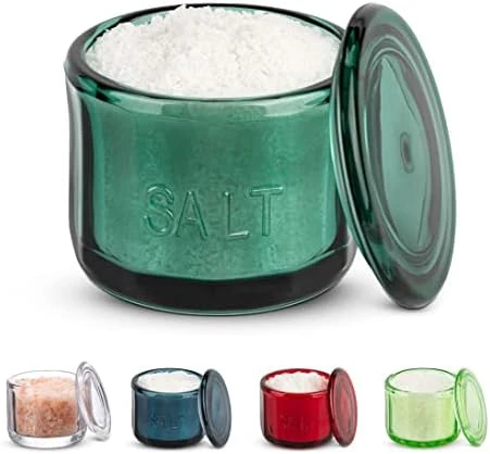Glass Salt Cellar, With Glass Lid, Embossed Pressed Glass, Clear Storage Container, For Coffee, Sugar, Spices And Candies, Dishwasher Safe, 10 Oz 5 Glass Salt Cellar, With Glass Lid, Embossed Pressed Glass, Clear Storage Container, For Coffee, Sugar, Spices And Candies, Dishwasher Safe, 10 Oz - Image 5