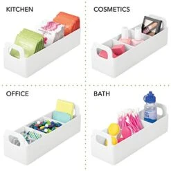 MDesign Plastic Condiment Organizer And Tea Bag Holder - 9" Long Kitchen Pantry/Countertop Storage Caddy - Divided Chip, Snack, Granola, Oatmeal Packet Holder - Lumiere Collection - White -Peugeot Shop 41eIcLwIyEL