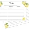 Eart&Berry Lemon Recipe Cards 4x6 Double Sided - Set Of 50 Thick Recipe Cards