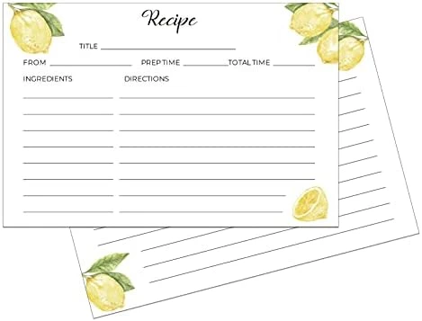 Eart&Berry Lemon Recipe Cards 4x6 Double Sided - Set Of 50 Thick Recipe Cards 8 Eart&Berry Lemon Recipe Cards 4x6 Double Sided - Set Of 50 Thick Recipe Cards - Image 8