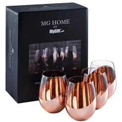 Modern Copper Accent Stemless Wine Glass Set, Red Wine Glasses Set Of 4 10 Modern Copper Accent Stemless Wine Glass Set, Red Wine Glasses Set Of 4 -Peugeot Shop 41eR0bI83lL