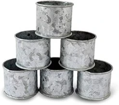 Galvanized Design Rustic Style Metal Napkin Ring For Dinning Table Parties Everyday, Set Of 6 -Peugeot Shop 41eVVeqstxL. AC