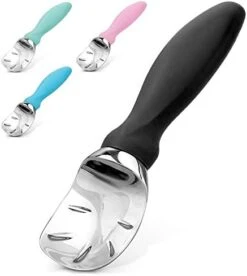Ice Cream Scoop With Soft Easy Grip Handle - Ice Cream Scooper With Built-in Lid Opener - Heavy Duty Icecream Scoop With Non-Slip Handle For Soft & Hard Ice Cream (Black) -Peugeot Shop 41eWulF7p2L. AC