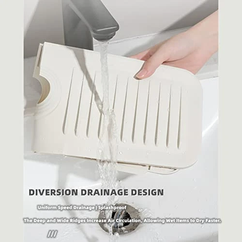 Silicone Sink Faucet Mat For Kitchen & Bathroom Sink Splash Guard Faucet Sink Water Draining Pad Countertop Protection Rubber Drying Mat Faucet Water Drip Catcher Tray Pad Faucet Absorbent Mat, Grey 4 Silicone Sink Faucet Mat For Kitchen & Bathroom Sink Splash Guard Faucet Sink Water Draining Pad Countertop Protection Rubber Drying Mat Faucet Water Drip Catcher Tray Pad Faucet Absorbent Mat, Grey - Image 4