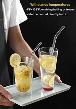8"x8mm Long Reusable Glass Straws, Clear Drinking Straws For Smoothie, Milkshakes, Tea, Juice-12 Pack Including 6 Straight And 6 Bent With 2 Cleaning Brush, Perfect For Hot Or Cold Drinks 12 8"x8mm Long Reusable Glass Straws, Clear Drinking Straws For Smoothie, Milkshakes, Tea, Juice-12 Pack Including 6 Straight And 6 Bent With 2 Cleaning Brush, Perfect For Hot Or Cold Drinks -Peugeot Shop 41eYsOz4jiL