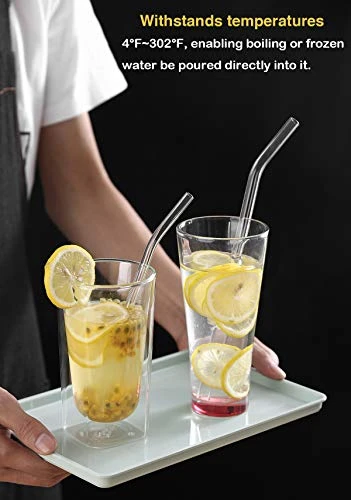 8"x8mm Long Reusable Glass Straws, Clear Drinking Straws For Smoothie, Milkshakes, Tea, Juice-12 Pack Including 6 Straight And 6 Bent With 2 Cleaning Brush, Perfect For Hot Or Cold Drinks 5 8"x8mm Long Reusable Glass Straws, Clear Drinking Straws For Smoothie, Milkshakes, Tea, Juice-12 Pack Including 6 Straight And 6 Bent With 2 Cleaning Brush, Perfect For Hot Or Cold Drinks - Image 5