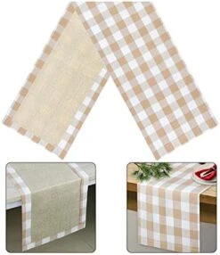 Christmas Table Runner Burlap & Cotton Black White Plaid Reversible Buffalo Check Table Runner For Christmas Holiday Birthday Party Table Home Decoration, 14 X 72 Inch -Peugeot Shop 41ednS4J5UL. AC 1