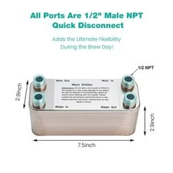 【30 Plates】MRbrew Homebrew Wort Chiller, Stainless Steel And Brazed With Copper Heat Exchanger, 1/2 NPT Thread Connection Hot Liquid Accelerated Cooler 10 【30 Plates】MRbrew Homebrew Wort Chiller, Stainless Steel And Brazed With Copper Heat Exchanger, 1/2 NPT Thread Connection Hot Liquid Accelerated Cooler -Peugeot Shop 41enHOELcGL