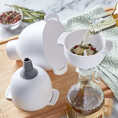 KitchenAid Set Of 5 Kitchen Funnel Set, With Removable Strainer And Removable Spout,White 6 KitchenAid Set Of 5 Kitchen Funnel Set, With Removable Strainer And Removable Spout,White - Image 6