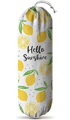 Lemon Grocery Bags Holder Dispenser Wall Mount Plastic Bag Holder Garbage Shopping Trash Bags Storage Carrier Organizer,Cute Lemon Home Kitchen Décor, Gifts For Women Mom Wife