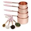 Ook With Color 8 Piece Copper Measuring Cups And Measuring Spoon Set Stainless Steel With Soft Touch Silicone Handles, Nesting Liquid Measuring Cup Set Or Dry Measuring Cups Set (Pink)
