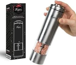 Lafster Kitchen Electric Pepper Grinder - Battery Powered Stainless Steel Salt Or Pepper Mill - Tall Power Shaker - Automatic Grinder With Light - Adjustable Ceramic Coarseness - Pack Of 1 -Peugeot Shop 41etG1RpgxL. AC