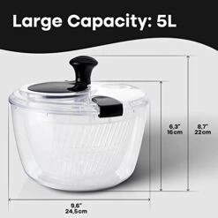 Neatness Large Salad Spinner With Drain, Bowl, And Colander - Quick And Easy Multi-Use Lettuce Spinner, Vegetable Dryer, Fruit Washer, Pasta And Fries Spinner - 5.28 Qt -Peugeot Shop 41evot4uBAL