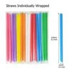 100 Pcs Smoothie Boba Individually Wrapped Straws, Jumbo Large Plastic Disposable Bubble Tea Milkshake Colorful Drinking Straws(0.43" Wide X 8.2" Long)