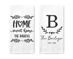 Couple Two Towel Set | Personalized Waffle Weave Kitchen Towel | Housewarming Gift | Wedding Gift | Personalized Dish Towel | Engagement Gift