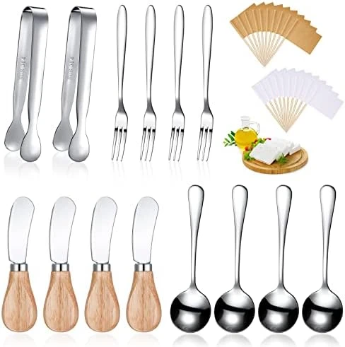 14 Pieces Cheese Butter Spreader Set Charcuterie Accessories Stainless Steel Knives With Wooden Handles Charcuterie Boards Utensils Mini Serving Tongs Spoons And Forks(Yellow) 7 14 Pieces Cheese Butter Spreader Set Charcuterie Accessories Stainless Steel Knives With Wooden Handles Charcuterie Boards Utensils Mini Serving Tongs Spoons And Forks(Yellow) - Image 7