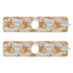 Kcldeci 2 Pack Faucet Mat Splash Guard For Kitchen Sink,Cute Giraffe Pattern Print 14x5 Inch Faucet Handle Drip Catcher Tray Absorbent Mat Fast Dry Mat For Kitchen, Bathroom