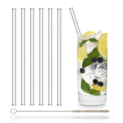 Alm Glass Straws - 6x Reusable 8 Inch Drinking Straws Clear + Plastic-Free Cleaning Brush - Made In Germany - Dishwasher Safe - Straight - Perfect For Smoothies, Cocktails 1 Alm Glass Straws - 6x Reusable 8 Inch Drinking Straws Clear + Plastic-Free Cleaning Brush - Made In Germany - Dishwasher Safe - Straight - Perfect For Smoothies, Cocktails