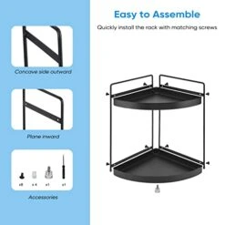 Lvssci 2 Tier Corner Shelf Rack Kitchen Counter Cabinet Bathroom Organizer Makeup Cosmetic Countertop Organization And Storage Under Sink Organizers Perfume Trays For Dresser Black -Peugeot Shop 41fFdADheGL