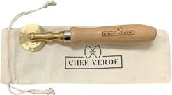 Hef Verde Pasta And Pastry Cutter - Made In Italy (Smooth Brass With Beechwood Handle)