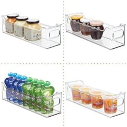 MDesign Slim Stackable Plastic Storage Organization Bin With Handles For Kitchen Cabinet, Pantry, Shelf, Refrigerator, Home Organizer For Fruit, Potatoes, Onions, Drinks, Snacks, Pasta, 8 Pack, Clear -Peugeot Shop 41fYKsD4m0L