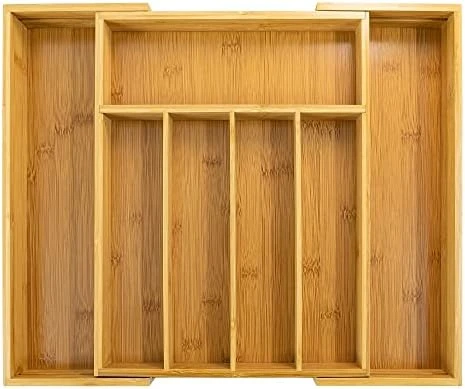 Bamboo Silverware Organizer, Expandable Kitchen Drawer Organizer For Cutlery, Wooden Utensil Holder, Multi-Function Drawer Storage, 5-7 Compartments 4 Bamboo Silverware Organizer, Expandable Kitchen Drawer Organizer For Cutlery, Wooden Utensil Holder, Multi-Function Drawer Storage, 5-7 Compartments - Image 4