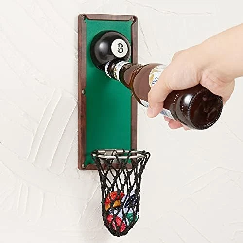 Magnetic Basketball Bottle Opener, Wooden Wall Mounted Opener With Cap Collector Catcher, Ideal Gift For Basketball And Beer Lovers, Use As Kitchen-Yard-Bar Decoration 7 Magnetic Basketball Bottle Opener, Wooden Wall Mounted Opener With Cap Collector Catcher, Ideal Gift For Basketball And Beer Lovers, Use As Kitchen-Yard-Bar Decoration - Image 7