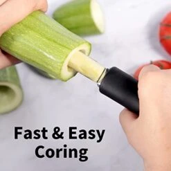 Jalapeno Pepper Corer & Zucchini/Cucumber Corer, Set Of 2, Newness Stainless Steel Core Deseeder Kitchen Tool With Serrated Slice And Rubber Handle, Easy For Seed Remover Or Slice Off Vegetables Tops -Peugeot Shop 41fo6m2U8rL