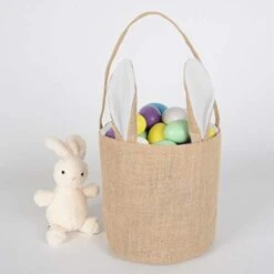 Egg Basket Holiday Rabbit Bunny Printed Canvas Gift Carry Eggs Candy Bag - HHmei Rabbit Bag, Rabbit, Rabbit Storage Bag (White) -Peugeot Shop 41fpFuZeMIL