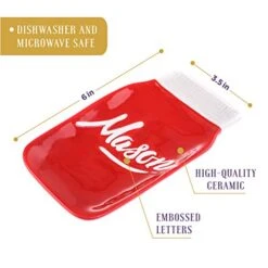 Red Ceramic Mason Jar Spoon Rest - Dining Table Serving Or Stove Top Cooking Utensil Holder - Retro, Rustic, Vintage Farmhouse Kitchen Decor - Dishwasher & Microwave Safe -Peugeot Shop 41frEwL8QlL