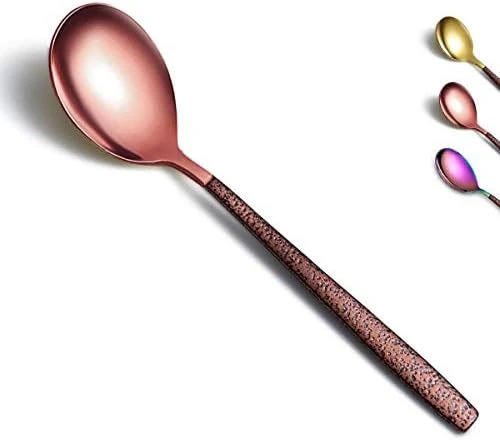 Dinner Spoon Set Of 4 With Moon Surface Handle And Shiny Rose Gold Mouth, Stainless Steel Copper Spoons Silverware Set Dishwasher Safe 10 Dinner Spoon Set Of 4 With Moon Surface Handle And Shiny Rose Gold Mouth, Stainless Steel Copper Spoons Silverware Set Dishwasher Safe - Image 10