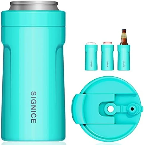 4-IN-1 Insulated Can Cooler With Lid - Newest Signice 12 Oz Stainless Steel Can Cooler Double Walled Vacuum Insulator For Skinny Tall Slim Can/Standard Regular Can/Beer Bottle (Aqua) 6 4-IN-1 Insulated Can Cooler With Lid - Newest Signice 12 Oz Stainless Steel Can Cooler Double Walled Vacuum Insulator For Skinny Tall Slim Can/Standard Regular Can/Beer Bottle (Aqua) - Image 6