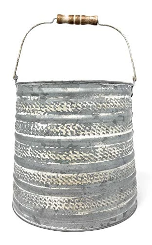 Embossed Metal Bucket Large Utensil Holder Organizer 2 Embossed Metal Bucket Large Utensil Holder Organizer - Image 2