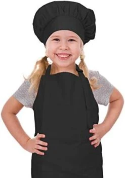 CRJHNS Kids Apron And Chef Hat Set, Adjustable Cotton Child Aprons With Large Pocket White Girls Boys Kitchen Bib Aprons For Cooking Baking Painting -Peugeot Shop 41fxdouAoL. AC 1