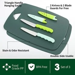 Plastic Cutting Board Set Of 3 Different Sizes, Cutting Boards For Kitchen Dishwasher Safe, Thick Chopping Board For Meat, Veggies, Fruits, Reversible Use, Easy To Clean, Green -Peugeot Shop 41fy7zmwFqL