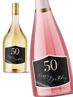Coon 50th Birthday Wine Bottle Labels - 50th Birthday Party Favors - Golden Glamour