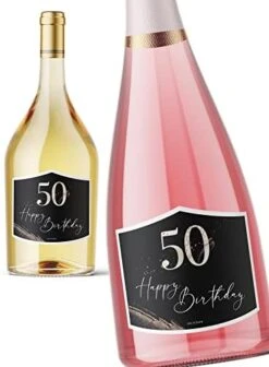 Coon 50th Birthday Wine Bottle Labels - 50th Birthday Party Favors - Golden Glamour -Peugeot Shop 41fyPGwI78L. AC